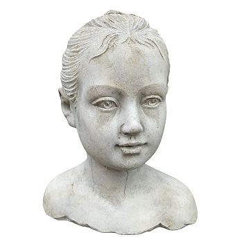 Young Girl Cement Statue Hand Cast Figurine Indoor Outdoor Garden Decor Accent Piece