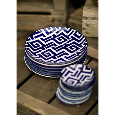 Handpainted Ceramic Serving Plates Set of 4 Grecian Pattern Tabletop Dinnerware