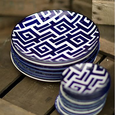 Handpainted Ceramic Serving Plates Set of 4 Grecian Pattern Tabletop Dinnerware
