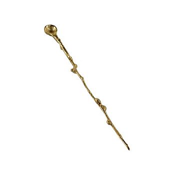 Gold Leaf Decorative Large Metal Spoon for Condiment Bowls Sugar Dishes and Tabletop Serving