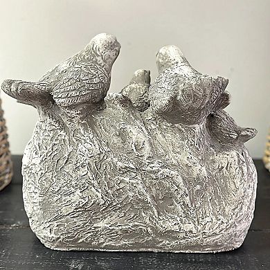 Decorative Cement Bird Welcome Statue for Outdoor Patio and Front Door Display