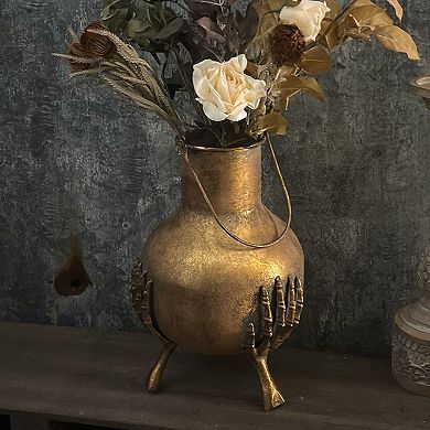 Halloween Skeleton Hands Vase with Three Leg Stand for Shelf and Entryway Display