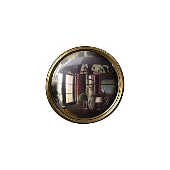 Bullseye Convex Wall Mirror with Gold Leaf Metal Frame for Living Room and Entryway Décor