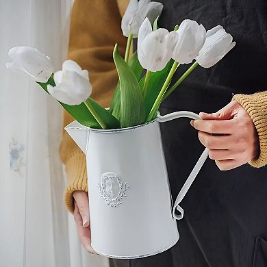 Rustic Ceramic Pitcher Vase Jug Style Flower Vase with Handle for Table Decor
