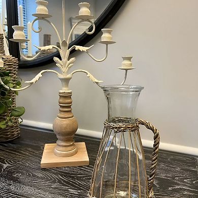Tall Glass Pitcher with Willow Cover for Kitchen, Dining Table and Patio Use
