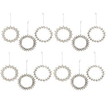 Rhinestone Wreath Ornament Set of 12 Glass 3 Assorted Styles Holiday Decor