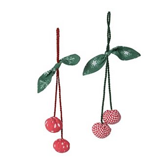 Cherry Hanging Ornaments Set of 2 for Wreaths and Garlands Decor