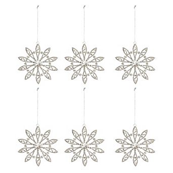 Set of 6 Rhinestone Snowflake Christmas Ornaments Tree Garland Hanging Decor