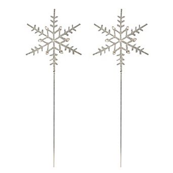 Glass Rhinestone Snowflake Tree Topper Set of 2 Christmas Tree Decor
