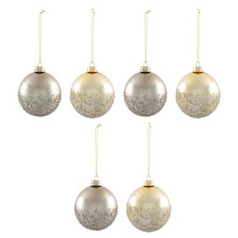 Set of 6 Beaded Glass Ornaments, Christmas Tree Wreath Decor