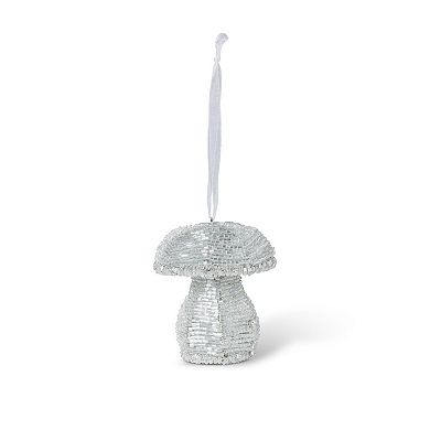 Alpine Glass Beaded Mushroom Ornament Set of 4 Holiday Tree Decorations