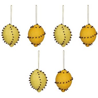 Cloved Lemon Ornaments Set of 6 Citrus Christmas Tree Ornaments Holiday Hanging Decor