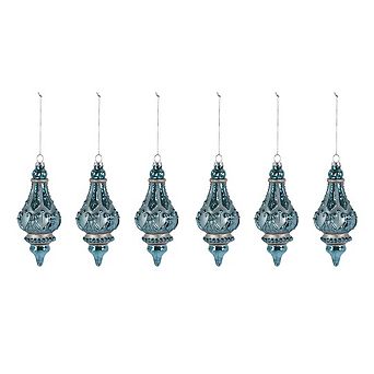 Glass Finial Ornament Set of 6 Retro Holiday Christmas Tree Ornaments Garland Decor