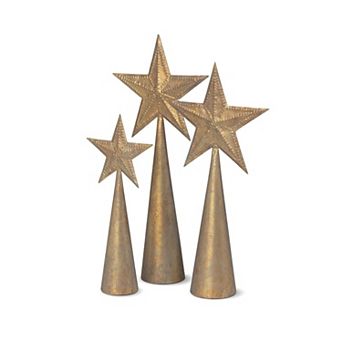 Iron North Star Star Ornament Set of 3, Metal Holiday Entryway Table Decor Accent