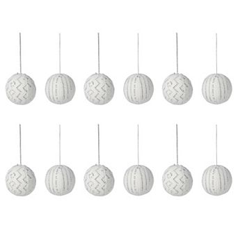 Christmas Tree Ball Ornament Set of 12, Felt Jingle Bell Inspired Hanging Decorations