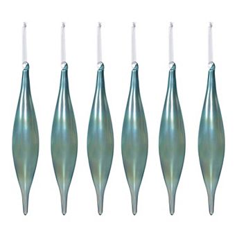 Set of 6 Northern Sky Blue Glass Pinnacle Ornament for Christmas Tree and Seasonal Displays