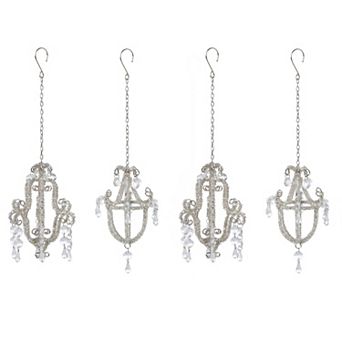 Set of 4 Palace Chandelier Beaded Christmas Ornaments Glass Tree Decor