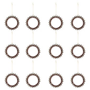 Set of 12 Jewel Tone Gem Wreath Christmas Ornaments for Tree and Holiday Decor