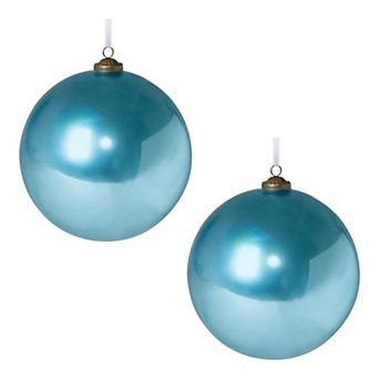 Set of 2 Northern Sky Glass Ball Christmas Ornaments for Tree and Holiday Mantel Decor