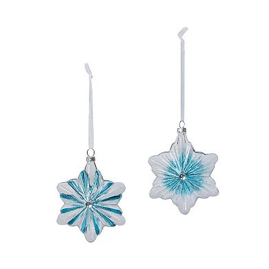Glass Snowflake Christmas Tree Ornament Set of 6, Hanging Tree Decorations 2 Assorted Styles