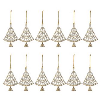 Tree Brooch Ornament Set of 12 Acrylic Rhinestone Holiday Tree Hanging Decor