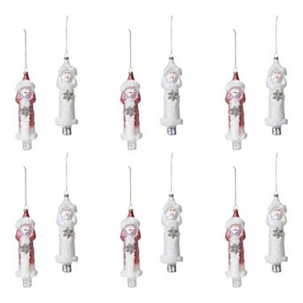 Set of 12 Father Christmas Glass Ornaments with Assorted Styles for Holiday Tree Decor