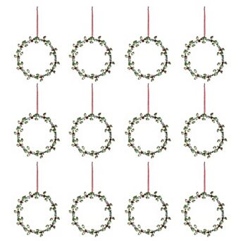 Set of 12 Beaded Vine Wreath Christmas Ornaments for Tree and Holiday Decor