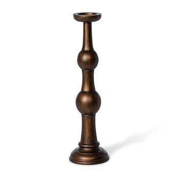 Antique Inspired Wooden Candle Holder for Dining Room Tabletop and Indoor Event Decor