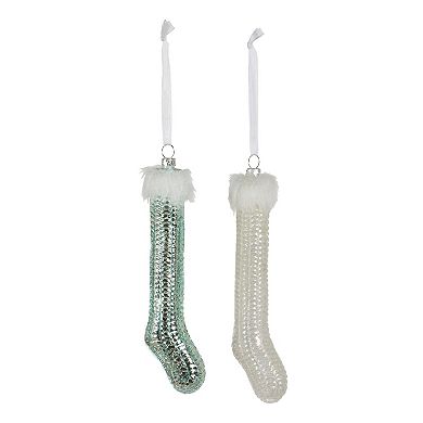 Set of 12 Assorted Northern Lights Glass Stocking Christmas Ornaments for Tree Decor