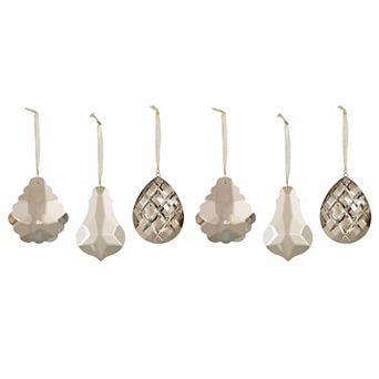 Faceted Crystal Glass Christmas Ornament Set of 6, Hanging Tree Decorations 3 Assorted Styles