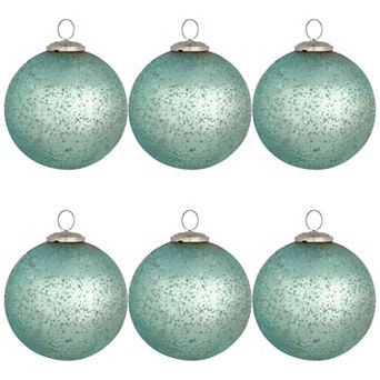 Set of 6 Frosted Glass Ball Ornaments for Christmas Tree Wreath and Mantel Displays