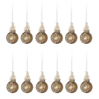 Vintage Style Glass Christmas Ornament Set of 12, Blush Hanging Tree Decorations