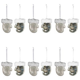 Set of 12 Assorted Northern Lights Glass Mitten Christmas Ornaments for Tree Decor