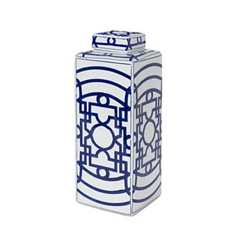 Square Hand-Painted Porcelain Vase Geometric Living Room Shelf Decor
