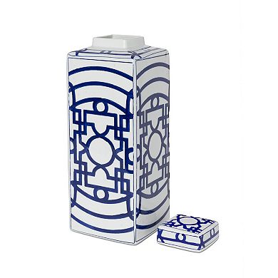 Square Hand-Painted Porcelain Vase Geometric Living Room Shelf Decor