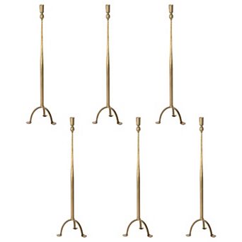 Iron Taper Candle Holder Set of 6, Tripod Base Candlesticks for Table and Mantel Decor