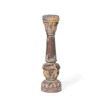 Carved Resin Pillar Candle Holder, Column Style Candle Stand for Living Room Mantel and Table Decor