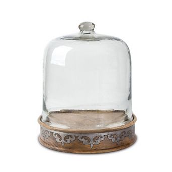 heritage inlay style pastry keeper with dome cover mango wood base for dessert presentation