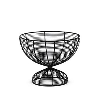 Woven Iron Footed Fruit Bowl Metal Fruit Basket for Kitchen Counter and Dining Table