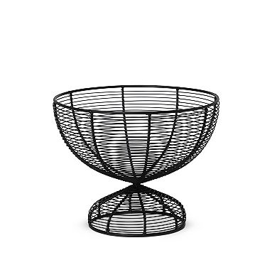 Woven Iron Footed Fruit Bowl Metal Fruit Basket for Kitchen Counter and Dining Table