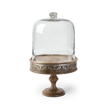 Cake Pedestal with Dome Heritage Inlay Mango Wood Base for Cakes and Desserts