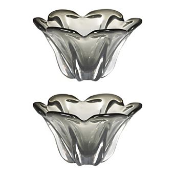 Tulip Glass Decorative Bowl Smoky Curved Design for Tabletop and Floral Display