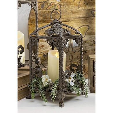 Decorative Acanthus Leaf Lantern Aluminum Hanging Tabletop Candle Plant Holder Decor