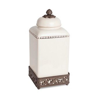 Acanthus Stoneware Square Canister Kitchen Counter Storage Jar for Dry Goods