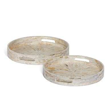 Decorative Tray Set 2 Piece Round Serving Trays for Coffee Table