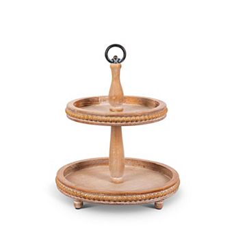 2 tier Wooden Display Stand Kitchen Countertop Coffee Bar Organizer Shelf