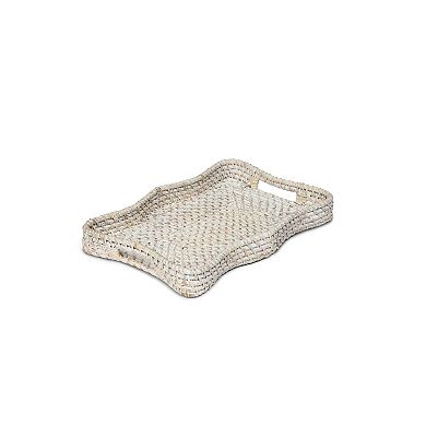 Rattan Coffee Table Tray Set of 3 Woven Serving Trays for Home Organization