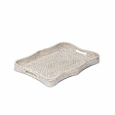 Rattan Coffee Table Tray Set of 3 Woven Serving Trays for Home Organization