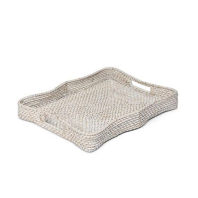 Rattan Coffee Table Tray Set of 3 Woven Serving Trays for Home Organization