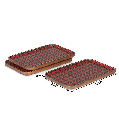 Heritage Holiday Plaid Serving Tray Set 12 Piece Christmas Snack Cookie Beverage Trays